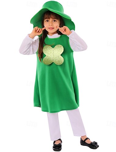  Ziua Sf. Patrick Trifoi irlandez Costum de carnaval Costum Cosplay Pentru copii Fete Cosplay Performanță Petrecere Scenă Halloween Carnaval Ziua St. Patrick Costum ușor de carnaval