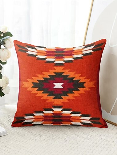  boerderij stijl geometrische kussensloop kussenslopen terracotta zuidwestelijke kussenhoes decoratieve Azteekse print etnische home decor