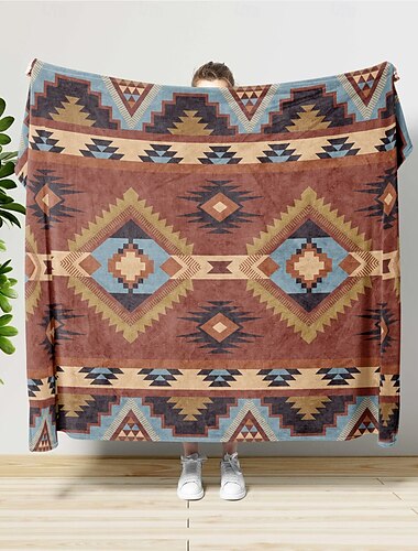  Boho Aztec Blanket Soft and Cozy Throw Blanket Featuring Vibrant Aztec Patterns Perfect for Adding a Touch of Bohemian Style to Your Living Room or Bedroom