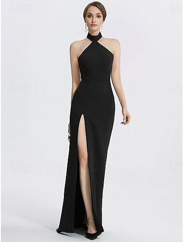  Eng anliegend Abendkleider Elegant Kleid Abendgesellschaft Gala Boden-Länge Ärmellos Königin Anne Mittwoch Addams Family Baumwollmischung Rückenlos mit Schlitz 2025
