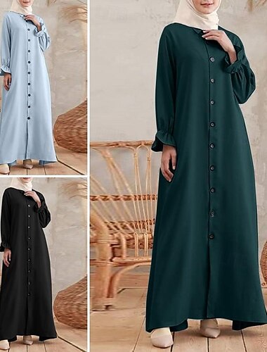  Damen Kleid Abaya Maxikleider Dubai islamisch arabisch Muslim Ramadan Erwachsene Kleid