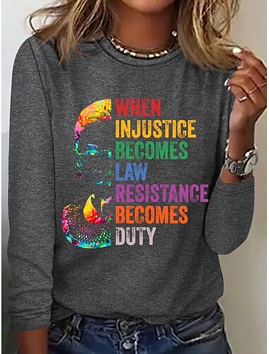  St. Patrick Damen T Shirt Pflanzen Buchstabe Brautkleider schlicht Langarm Rundhalsausschnitt Normale Oberteile Täglich Bedruckt Schwarz Weiß Blau Grau Frühling Herbst