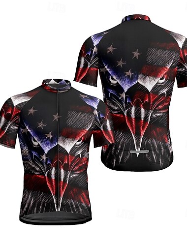  Męskie Koszulka rowerowa Krótki rękaw Rower Tee Tshirt Dżersej z 3 tylnymi kieszeniami Kolarstwo górskie Oddychający Szybkie wysychanie Anatomiczny kształt Odprowadzające wilgoć Czerwone wino Czarny