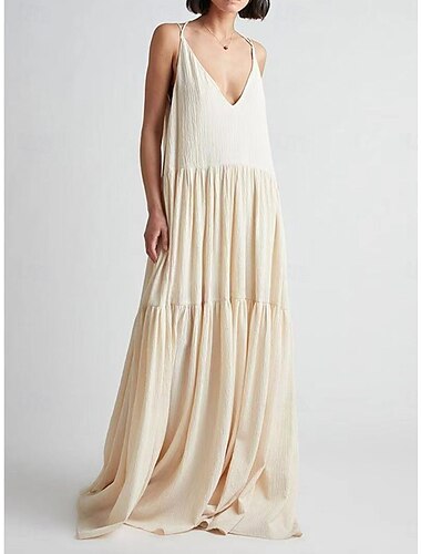  Robe Mini Femme Robe D'été Robe Cami Vacances Vacances Quotidienne Coupe Régulière Unie Sans Manches Col en V Noir Rouge Beige Été