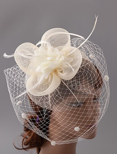  Hüte Tüll Fedora-Hut Hochzeit Pferderennen Elegant Vintage Mit Feder Kopfschmuck Kopfbedeckung