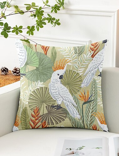  Blumenpapagei dekoratives Kissencover 1PC weiches quadratisches Sofa-Kissenbezug für Schlafzimmer Wohnzimmer Sofa Stuhl