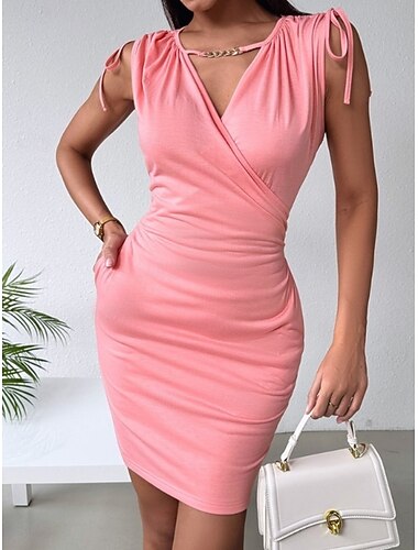  בגדי ריקוד נשים שמלת מיני שמלת קיץ שמלת Bodycon שמלת Off The Shoulder סקסי שמלות חצי פורמליות אורחת חתונה חגים מסיבת קוקטייל רגיל גראפי ללא שרוולים צווארון V שחור ורוד מסמיק קיץ