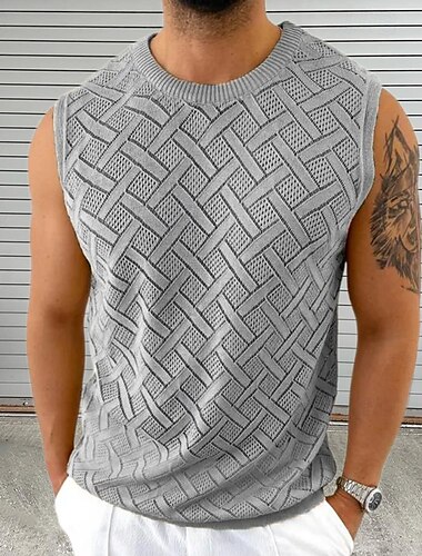  Herren Tank Top Weste Unterhemd Ärmelloses Shirt Ärmellos Rundhalsausschnitt Frühling & Sommer Einfach Mode Designer Urlaub Straße Ausgehen Schwarz Weiß Grau Top T-Shirt für Herren