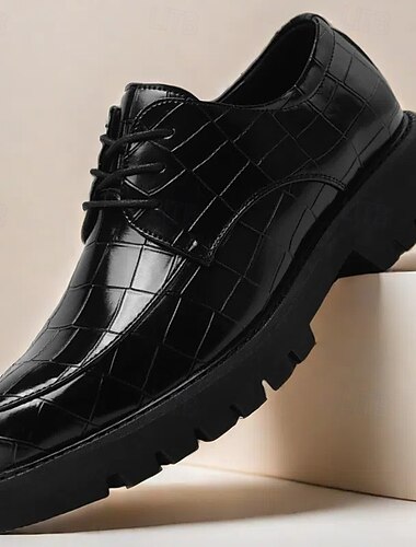  braune Derby-Schuhe für Herren – Kunstleder mit Krokodilprägung, stilvolles und vielseitiges Schuhwerk für Männer, ideal für die Freizeit, das Büro und den Alltag
