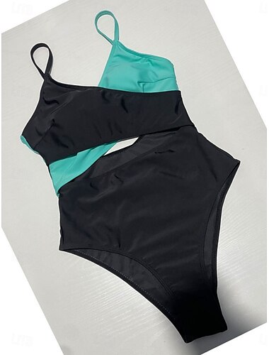  Dame Badetøy Ett stykke Monokini Badedrakt Åpen rygg Midjekontroll Høy Midje Tynn Ferie Strand Klær Helfarge V-hals Ermeløs Badedrakter