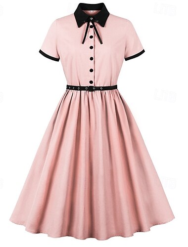  Retro 50. léta Rockabilly Šaty Houpací šaty Pevná barva Dámské Karneval Plesová maškaráda Denní nošení loučení se svobodou nevěsty Dospělé Šaty Šaty pro návrat domů