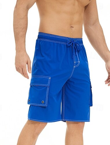  Herren Bademode Surfshorts Badehose Schwimmshorts kurz Surfshorts Unten Kordelzug Mit Taschen Schwimmen Surfen Strand Wassersport Einfarbig Sommer Frühling
