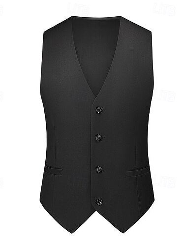  Herren Weste Urlaub Täglich Verabredung Modisch Brautkleider schlicht Frühling Sommer Knopf Tasche Polyester Komfortabel Glatt Einreiher - 1 Knopf V Ausschnitt Regular Fit Schwarz Gelb Himmelblau
