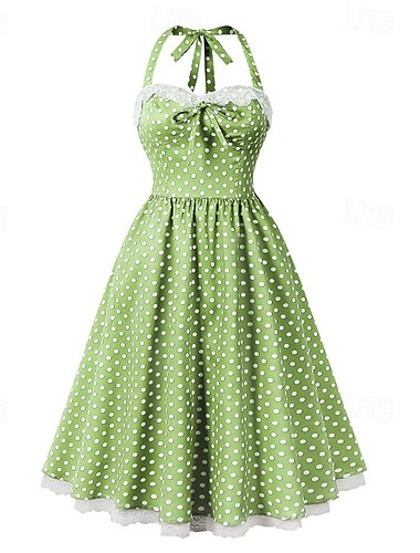  Retro Vintage 1950er Rockabilly Kleid Swing-Kleid Spitze Tupfen Damen Karneval Maskerade Alltagskleidung Junggesellinnenabschiedsparty Erwachsene Kleid Abschlussballkleider