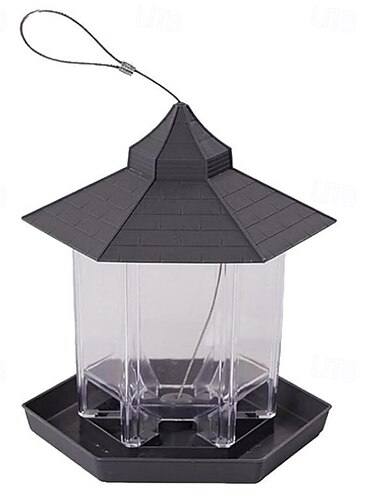  Wildvogelfutterstation zum Aufhängen, wasserdicht, Pavillon, Vogelfutterstation mit Dach, grau