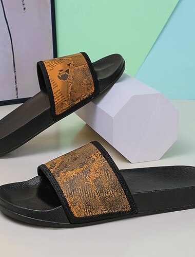  Lässige Slide-Sandalen für Herren mit stylischem bedrucktem Riemen – bequeme Strand- und Hausschuhe für den Sommer