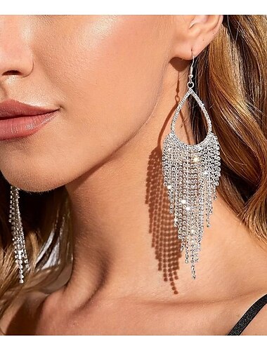  Mujer Pendiente Lujoso Alegría Elegante Lujo Aretes Joyas Plata Para Fiesta