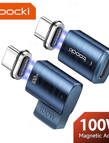  toocki adattatore magnetico usb-c a tipo-c 2 in 1 PD ricarica rapida connettore tipo-c sincronizzazione dati convertitore magnetico usb-c a 90 gradi