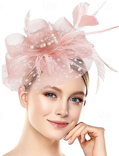  καπέλο fascinators για γυναικεία πάρτι τσαγιού με φτερό κεφαλόδεσμο mardi gras γάμους με καπέλο κοκτέιλ
