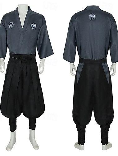  Onimusha: Krigsherrar Miyamoto Musashi Animé Byxa Cosplay-kostym Kläder Cosplay-kostymer Maskerad Topp Byxor Skärp Till Herr Vuxna