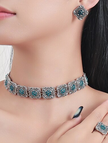  Brautschmuck-Sets 1 Aleación Haken Ohrringe Halsketten Damen Modisch Stilvoll Luxus Niedlich Schick Freude Geometrische Form Schmuck-Set Für Party