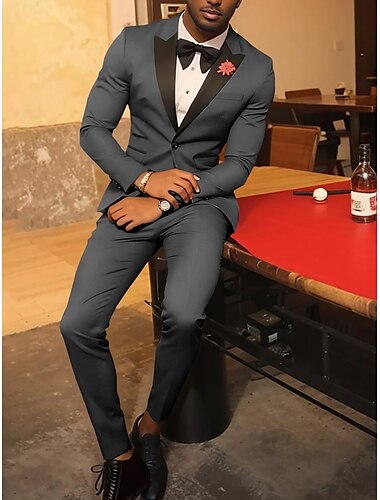  Herren Partyanzüge Zoot suits Heimkehr Anzüge Burgunder Dunkelgrün Mode Formal Sommer Unifarben Standard Passform 2-teiliger Einfachreiher Ein Knopf