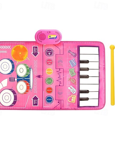  mehrfarbige interaktive Klaviertastatur für den Boden – Musikmatte mit 24 Klängen, Teppichdecke aus Polyester mit Tiermotiv, Spielzeug,