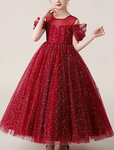  Prinzessin Pinsel Schleppe Blumenmädchenkleid Hochzeitsfeier Gefrorene Elsa Mädchen Süßes Ballkleid Spitze mit Perlenstickerei Königlicher Stil Boho Fit 3-16 Jahre