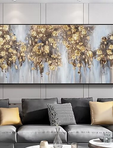  手作りの油絵キャンバス壁アート装飾モダンゴールド抽象的なテクスチャリビングルームホームデコレーションロールフレームレス未延伸絵画