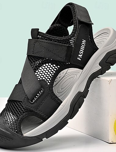  Herren-Outdoor-Sport-Sandalen mit verstellbarem Klettverschluss, atmungsaktivem Mesh-Obermaterial und strapazierfähiger Sohle zum Wandern, für den Strand und für lässige Sommeraktivitäten