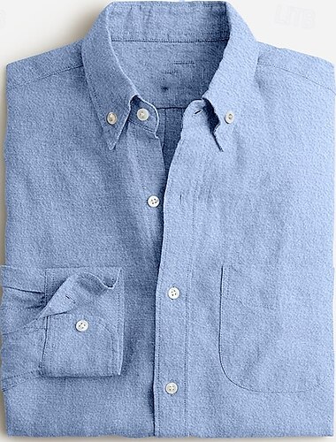  Hombre camisa de lino Camisa de verano Camisa casual Plano Casual Diario Blanco Rosa Azul cielo Verde Manga Larga Cuello Francés Primavera verano Ropa