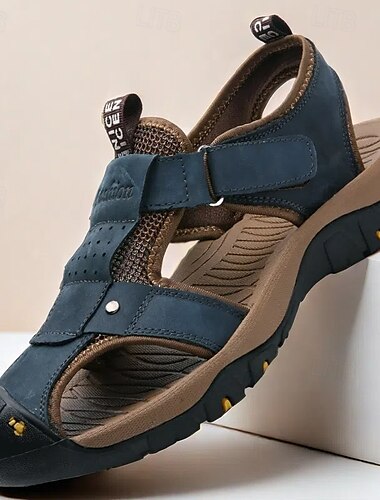 Herren Sandalen Sportliche Sandalen Outdoor-Wandern Sandalen Spaltleder Atmungsaktiv Bequem Rutschfest Loafer Dunkelbraun Rot Braun Blau