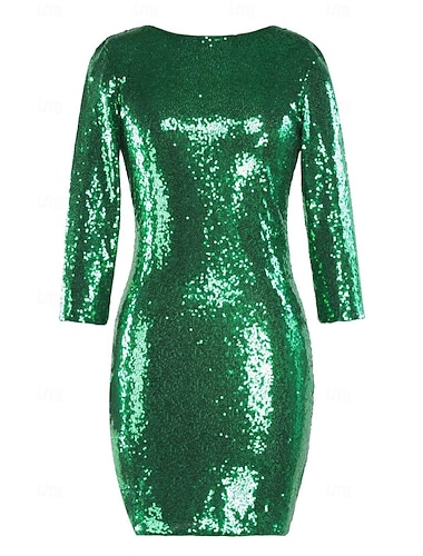  Goldene Zwanziger 1920er Kleid Der große Gatsby Pailletten A-Linie Damen Maskerade Hochzeit Hochzeitsgast Veranstaltung / Fest Erwachsene Kleid Abschlussballkleider
