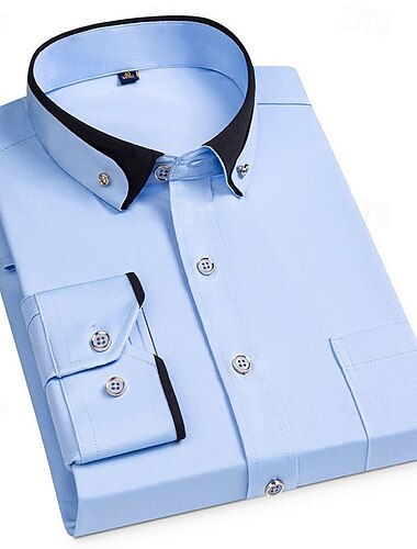  Homens Saia camisa de botão Resistente a rugas Casamento Ao ar livre Azul Claro Preto Branco Rosa Manga Longa Verão Primavera Roupa