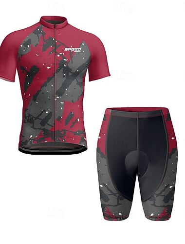  Herren Radtrikot mit Radhose fahrradbekleidung Kurzarm MTB Mountain Rennrad Burgund Blau Purpur Farbverlauf Fahhrad Spandex Sport Geometrisch Farbverlauf Bekleidung