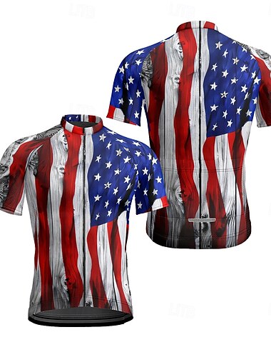  Bărbați Jersey de ciclism Manșon scurt Bicicletă Tricou Tee Jerseu cu 3 buzunare spate Ciclism montan Respirabil Uscare rapidă Proiectare anatomică Wicking Roșu Vin Rosu Bleumarin Steag Național Sport