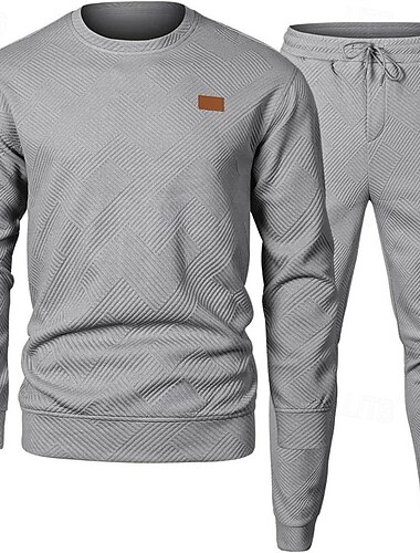  Hombre Jacquard Tracksuit Camiseta y pantalones cortos Conjunto Conjunto de atuendo Cuello Barco Exterior Diario Deportes Bolsillo Correa 2 Piezas Plano Negro Caqui Verde Ejército Poliéster Ropa de