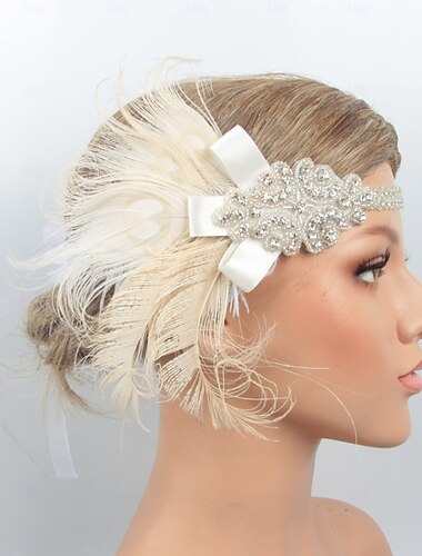  Retro Vintage 1920er Kopfschmuck Maskerade Flapper-Stirnband Kopfschmuck Der große Gatsby Charleston Feder Damen Halloween Karneval Maskerade Cocktailparty Abschlussball Hochzeitsfeier Teenager