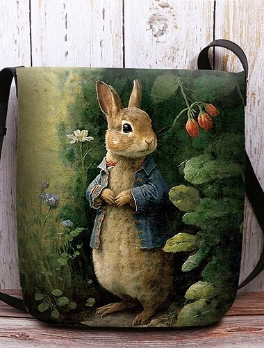  dames paashaas schoudertas crossbody tas - vintage peter rabbit ontwerp, handgeschilderde aquarel stijl, verstelbare schouderband, perfect voor paasvieringen, lente-uitjes en casual kleding
