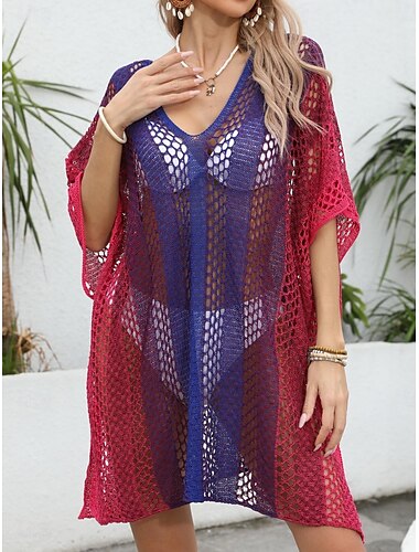  Frauen Badeanzüge Cover Up Schwimmdress Badeanzug Cut Out Urlaub Strandbekleidung Ombre V-Ausschnitt Langarm Badeanzüge