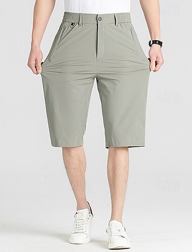  Voor heren Korte broek Geklede korte broek Golfshorts Capri broeken Zak Recht been Effen Comfort Geen ijzer Kuitlengte Buiten Dagelijks Hardlopen Modieus Zakelijk Zwart blauw Rekbaar