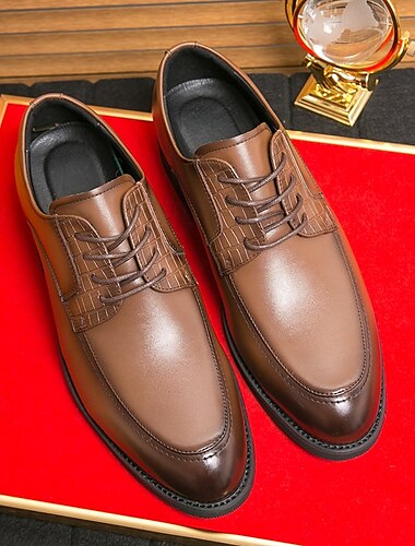  Herrenschuhe zum Schnüren aus braunem Kunstleder mit gewebten Details, klassisch-formeller Stil, bequem für Hochzeiten und geschäftliche Veranstaltungen