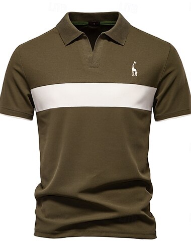  Herren Polo Strick-Polopullover Formell Arbeit Möwenhalsband Kurzarm Modern Bequem Farbblock Patchwork Stickerei Frühling Schwarz Weiß Marineblau Blau Armeegrün Grau Polo