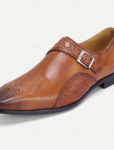  Monkstrap-Schuhe aus hochwertigem braunem Leder für Herren mit strukturierten Details, formeller Stil für Hochzeiten, geschäftliche Veranstaltungen und besondere Anlässe