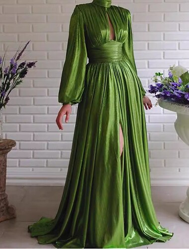  Trapèze Robes de soirée Étincelant Robe Formel Fête scolaire Longueur Sol Sans Manches Col Haut Polyester avec Paillettes Paillette 2025