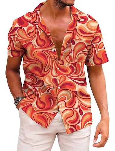  Rétro Vintage Années 1970 Chemise Chemise Aloha Hippie Disco Psychédélique Homme Vacances Soirée Défilé de la Fierté Adulte Chemise