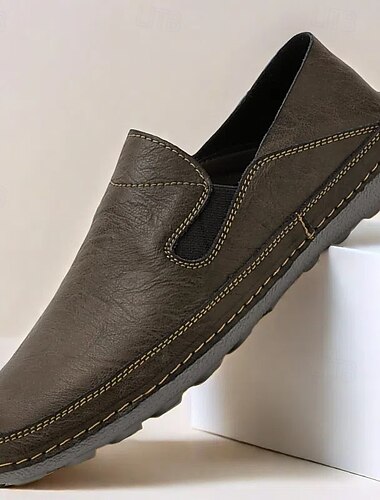  slip-on loafers i kunstskinn for menn – komfortable fritidssko med elastiske sider for hverdagsbruk og utendørsaktiviteter