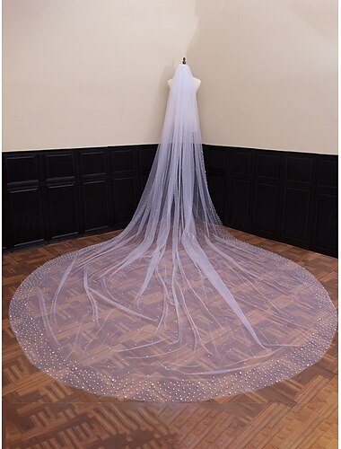  Einschichtig Zeitgenössisch / Stilvoll Hochzeitsschleier Kathedralen Schleier mit Kunstperlen Tüll