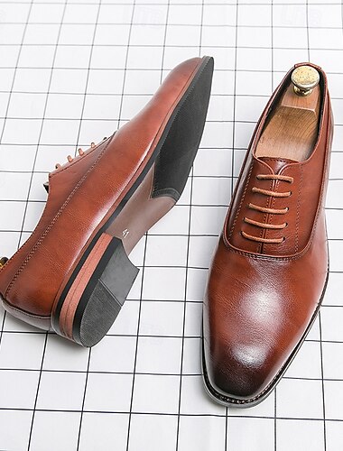  Braune Oxford-Schuhe aus Kunstleder für Herren – klassischer Stil, bequeme Passform für legere und formelle Anlässe