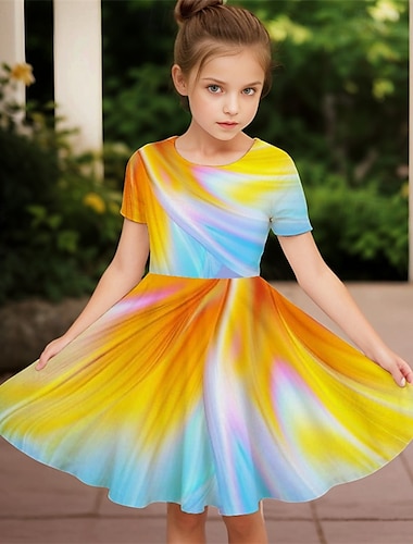  Ostern Mädchen' 3D Graphic Blume Kleid Kurzarm Sommer Frühling Urlaub Täglich Festtage Prinzessin Schön Süß kinderkleidung 4-12 Jahre Casual kleid A Linie Kleid Knielang Regular Fit